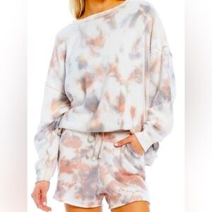 Free People Kelly sweatshirt and short set. Blue & gray tie dye. Size XS NWT